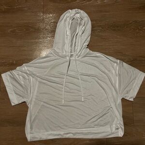 Athleta White Lightweight Short-Sleeve Hoodie